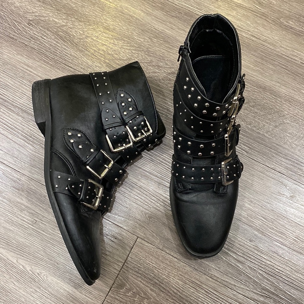 Black studded booties